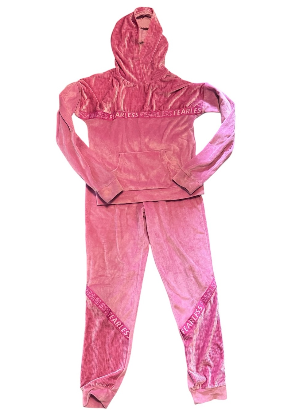 Ideology Pink Velour 'Fearless' Hoodie & Jogger  Set   girls Large